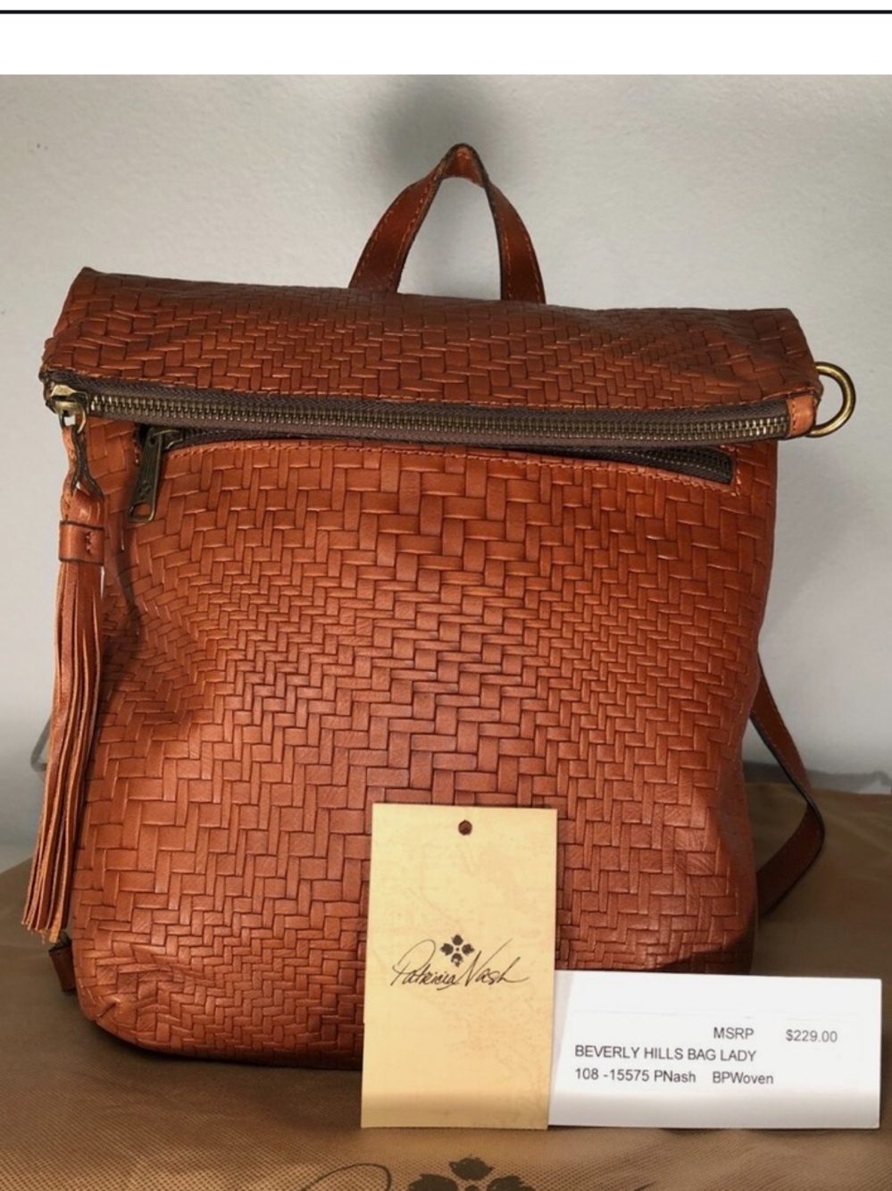 Patricia Nash Heritage Collection Woven Leather Convertible Backpack